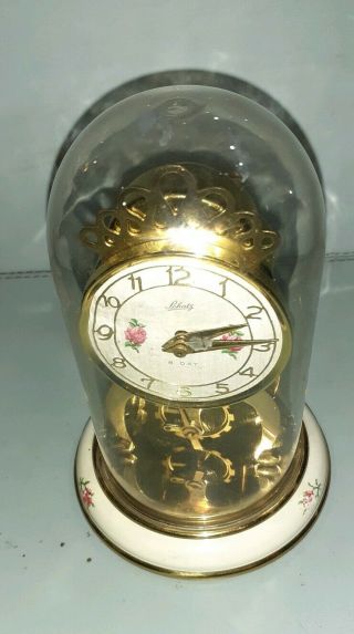 Vintage Schatz & Sohne German Aug 59 Mechanical Domed Mantle Clock - 1960 