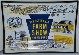 Vintage Glass Advertising Tray Dish Pennsylvania Farm Show Harrisburg Pa Deb - Kay