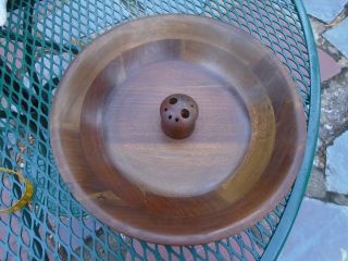 Vintage Vermillion Walnut Nut Bowl 12 " Mid Century Solid Wood Made In Usa