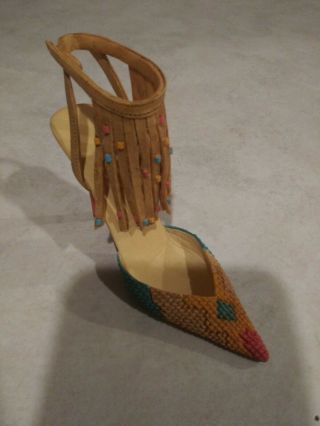 Just The Right Shoe Native Origins Leather Beaded 2003 Raine.  Item 25398