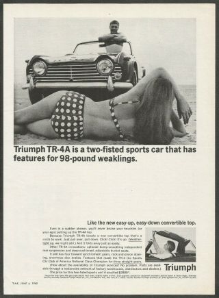 Triumph Tr - 4a Convertible Top - 1965 Vintage Automotive Print Ad