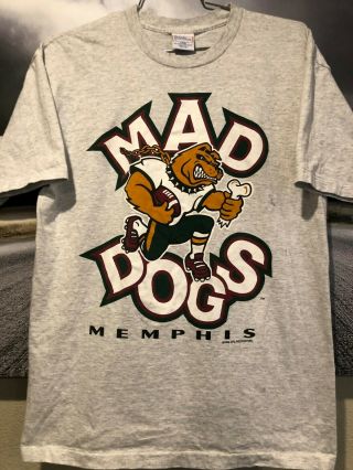 Vintage 1995 Canadian Football League Gray Memphis Mad Dogs Tee