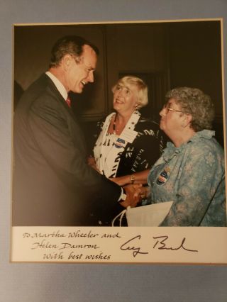 George H W Bush Signed And Framed Picture.  3 Pictures Of George H W Bush Framed