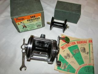 Vintage Penn 145 Squidder With Extra Spool,  Box