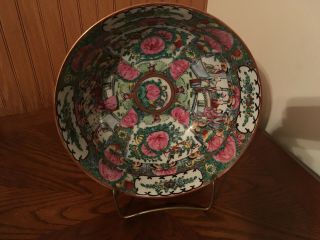 Large 10 1/8 " Japanese Porcelain Bowl Pct Hand Painted In Hong Kong Detailed