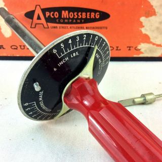 Vintage Apco Mossberg Torque Screwdriver 8 " 0 - 6 " Lbs B6 1/2 " Lb Graduation Usa