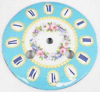 Antique French Sevres Enamel Porcelain 8 Day Mantle Clock Dial - Clock Spares