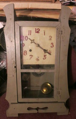 Antique Arts & Crafts Mission Era Haven? Chime Oak Clock