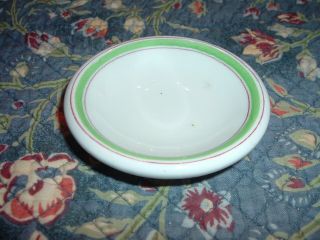 Grindley Hotel Ware England Butter Pat Chartreuse & Maroon Stripes