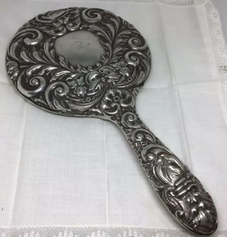 Vintage Victorian Style Sterling Silver Hand Mirror