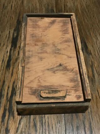 Antique Hand Made Primitive Wood Storage Box Slide Lid Small Rustic Home Decor