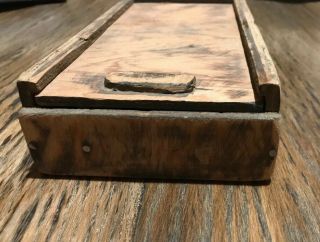 Antique Hand Made Primitive Wood Storage Box Slide Lid Small Rustic Home Decor 3