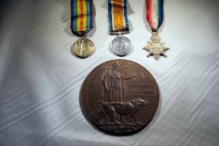 Canada Ww1 Medal Group Of 3,  Death Plaque Pte.  F.  P.  Juteau 24th Bat.  Cef B508