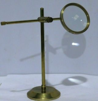 Vintage Brass Desktop Jewellers Magnifying Glass With Adjustable Stand - 250