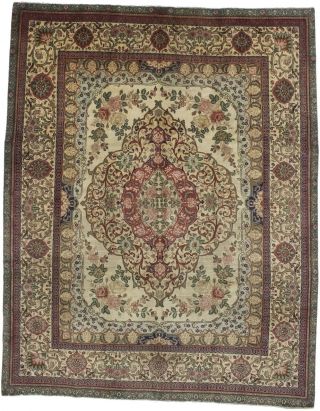 Semi Antique Rare Floral Design 10x13 Handmade Oriental Rug Home Décor Carpet