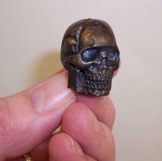 Small Vintage/antique Solid Bronze Miniature Skull Death Head Memento Mori