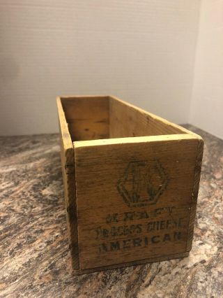 Antique Vintage Kraft Cheese Box Wooden Wood 5 Pound 12” Chicago 3