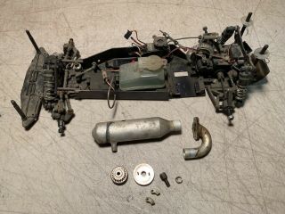 Vintage Team Associated (rc10 Nitro Ds) Rolling Chassis With Header/pipe/clutch