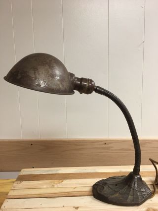 Antique Faries Mfg Co.  Decatur Il Gooseneck Desk Lamp Art Deco Light
