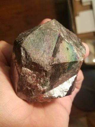 Big Rutile Twin Crystal W Rainbow Turgite Iridescent Graves Mountain Ga Mineral