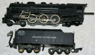 Vintage American Flyer 322 Hudson Locomotive And Tender With Smoke In Tender Ex