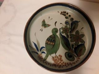 El Palomar Ken Edwards Pottery Tray 10 " Unique Green Bird And Butterfly