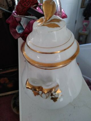 Antique Paris Porcelain Sugar Bowl Gold White Old French Tea