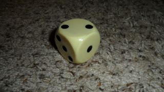 Vintage Large Bakelite? Ivory Colored Dice 1 - 1/2 Inch With Rounded Edges