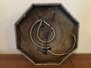 Vtg Antique Neon Clock Sign For Restoration Parts Dealership? Stop Sign Shape