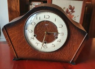 Smiths Antique Westminster Chime Clock With Key And Pendulum Runs