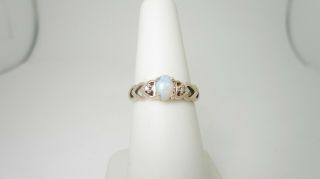 Vintage 14k Solid Gold.  60 Ct Opal & Natural Diamond Ring | Size 6.  5 R684