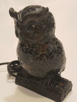OWL NIGHT LAMP LIGHT MOSAIC STAINED GLASS ARTWORK Very Soft Light maybe vintage? 2