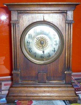 Vintage Art Deco Old Wooden Mantle Clock,  Chimming, .