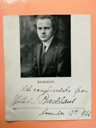 Wilhelm Backhaus - Signed - German Pianist - Piano - Autograph Page - 1932