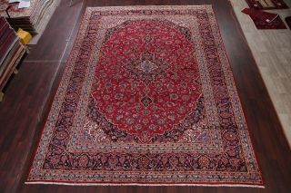 Vintage Traditional Floral RED Oriental Area Rug Hand - Knotted LARGE WOOL 10x13 2