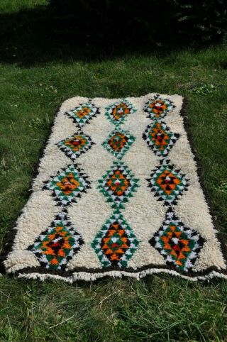 Tribal Vintage Beni Ourain Moroccan Handmade Rug Azilal Berber Carpet 3 ' x 7 ' 2