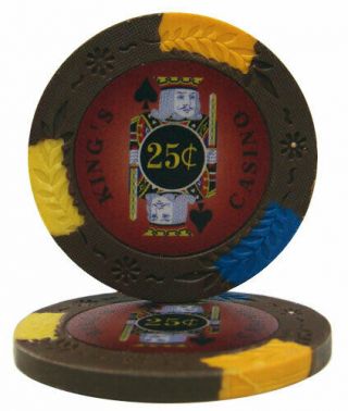 50 Brown 25¢ Cent Kings Casino 14g Clay Poker Chips - Buy 2,  Get 1