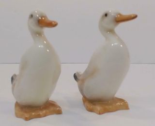 Pair (2) Vintage Royal Doulton Bone China Goose Figurine Hn806 2.  5 " Miniature