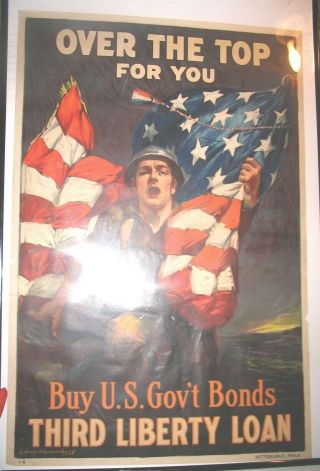 Us Ww1 3rd Liberty Loan Poster Over The Top For You Riesenberg Art Ketterlinus