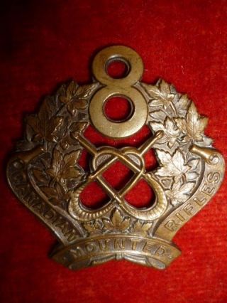 4 - 8,  8th Canadian Mounted Rifles (ottawa) Cap Badge,  Cef Ww1,  Canadian