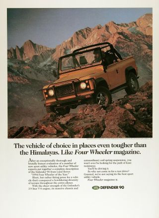 1995 Land Rover Defender 90 Vintage Advertisement Full Color Ad