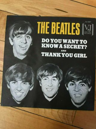 Og The Beatles 45 Picture Sleeve Do You Want To Know A Secret Vee Jay Vj - 587