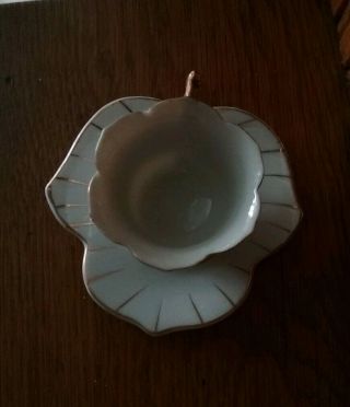 Vintage Flower Shaped Bone China Demitasse Tea Cup And Saucer Made In Japan