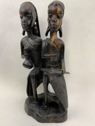 11.  5 " Hand Carved African Wood Sculpture Statue With Spear,  1 Piece