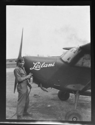 Vtg 1940 Ww2 - Era Photo Film Negative Army Aaf Aircraft Stinson L - 5 Nose Art 7