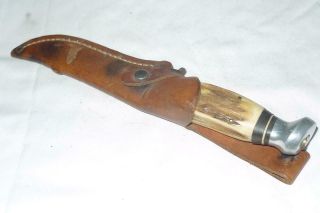 Vintage Olsen Knife Co.  2700 - 4 3/4 Hunting Knife Stag Handle Solingen Germany