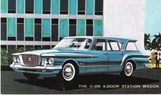 1961 Plymouth Valiant V - 200 Station Wagon Dealer Advertising Postcard Nyc Ny