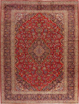Vintage Floral Red Area Rug Hand - Knotted Wool Oriental Traditional Carpet 10x13