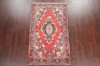 Vintage Traditional Floral Lilian Hamadan Accent Rug RUST RED Oriental Wool 4x7 3