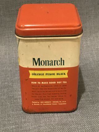 Vintage Antique MONARCH Orange Pekoe Tea Tin - 4 oz Container 2